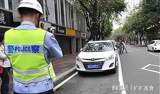 女子违停被贴罚单后爬上警车引擎盖